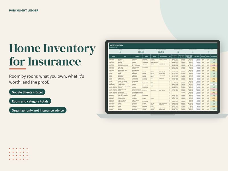 Home Inventory for Insurance mockup