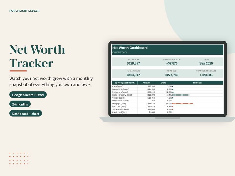 Net Worth Tracker mockup