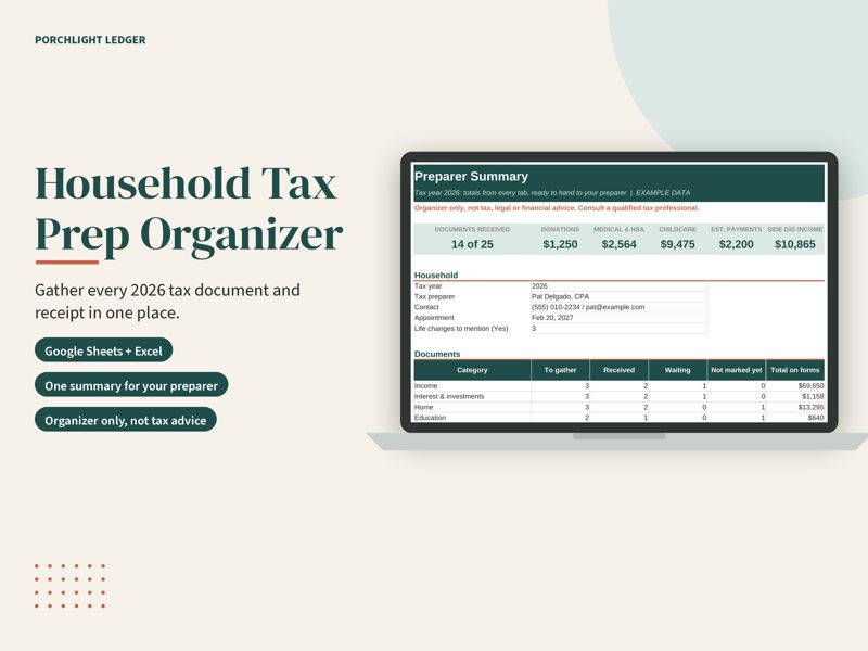 2026 Tax Prep Organizer mockup
