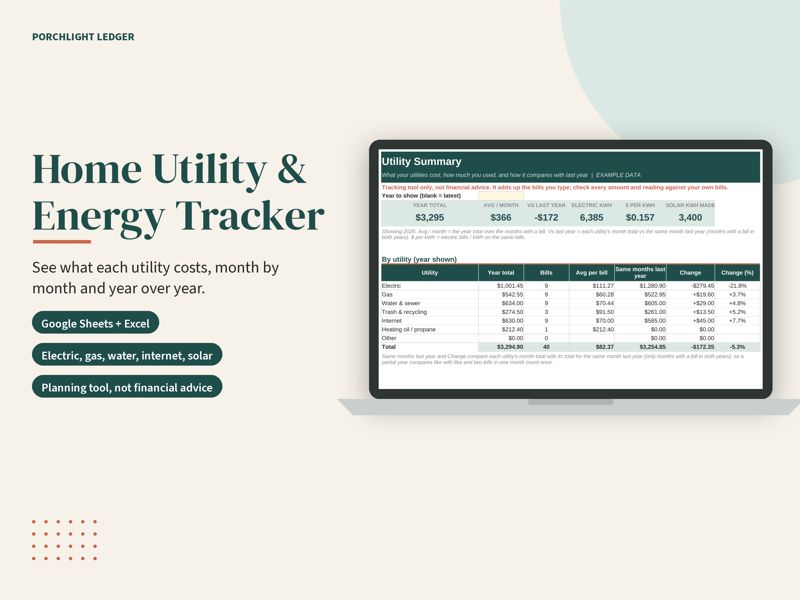Utility Bill Tracker mockup